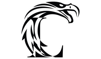 Letter L logo with eagle head in minimalist style