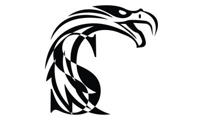 Obraz premium Letter S logo with eagle head in minimalist style