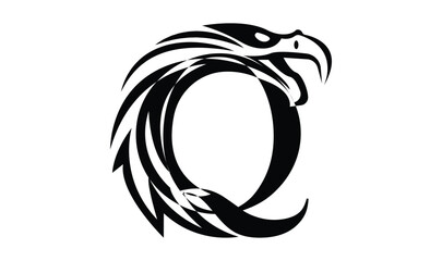 Letter Q logo with eagle head in minimalist style