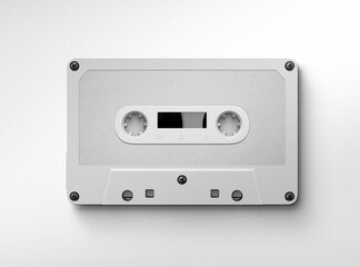 Vintage Retro Cassette, cassette tape isolated on white, retro audio tape, 3d illustration, 3d rendering