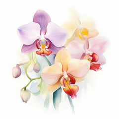 Elegant Watercolor Portrait of Orchids in Bloom