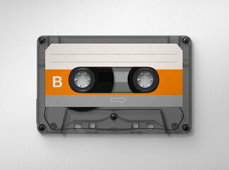 Vintage Retro Cassette, cassette tape isolated on white, retro audio tape, 3d illustration, 3d rendering