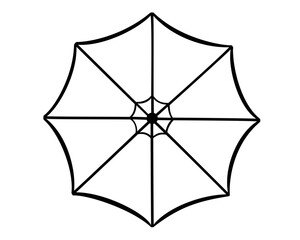 Open umbrella, top view - linear vector illustration for coloring or logo. Umbrella top view - a sign for corporate identity. Outline. Hand drawing.  © Hanna