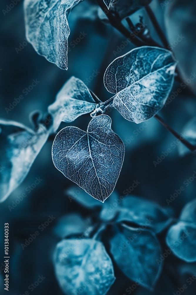 Canvas Prints Teal leaves on branch, nature close up, macro photography