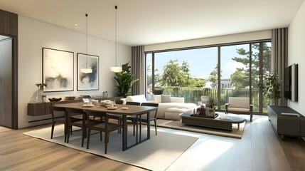 Fototapeta premium Home living room interior with armchairs, TV screen, decorations, and a mockup frame