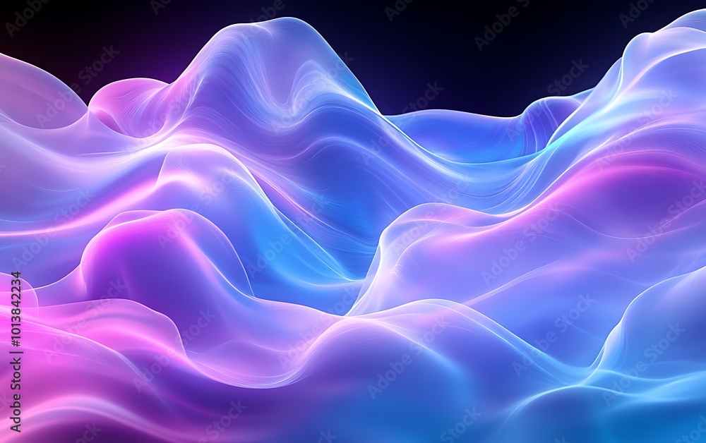 Aufkleber a vibrant, abstract wave pattern in shades of blue and pink, creating a dynamic, luminous visual eff