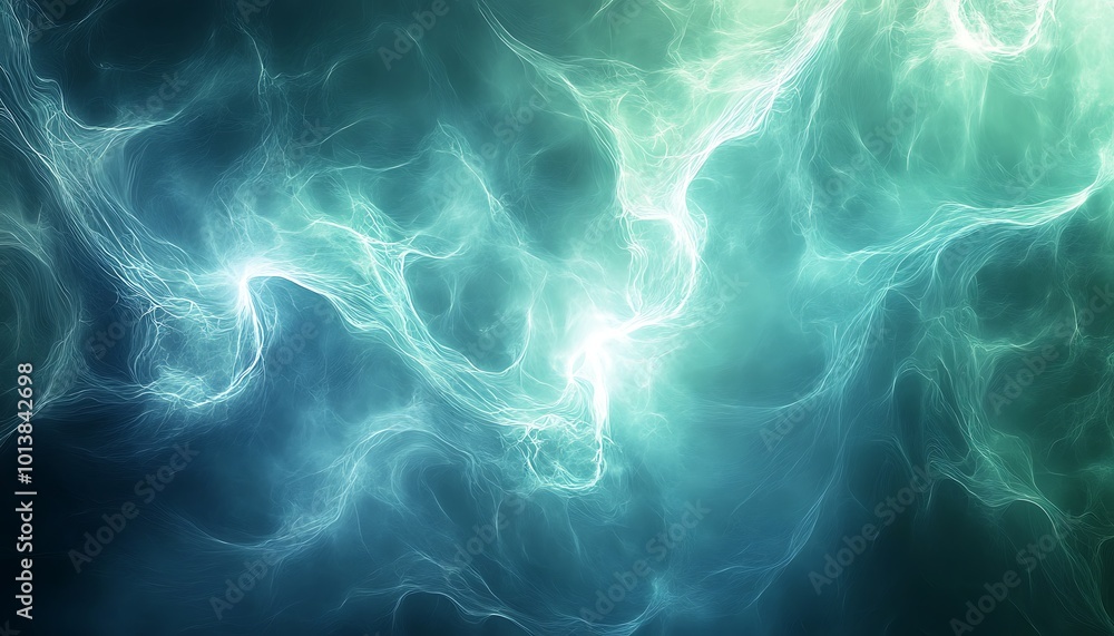 Aufkleber A mesmerizing abstract texture of swirling blue and green light, evoking a sense of depth and motion.