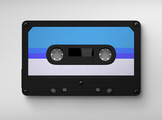 Fototapeta premium Vintage Retro Cassette, cassette tape isolated on white, retro audio tape, 3d illustration, 3d rendering