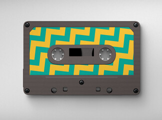 Vintage Retro Cassette, cassette tape isolated on white, retro audio tape, 3d illustration, 3d rendering
