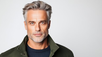 Fototapeta premium Portrait of a Handsome Mature Man with Grey Hair