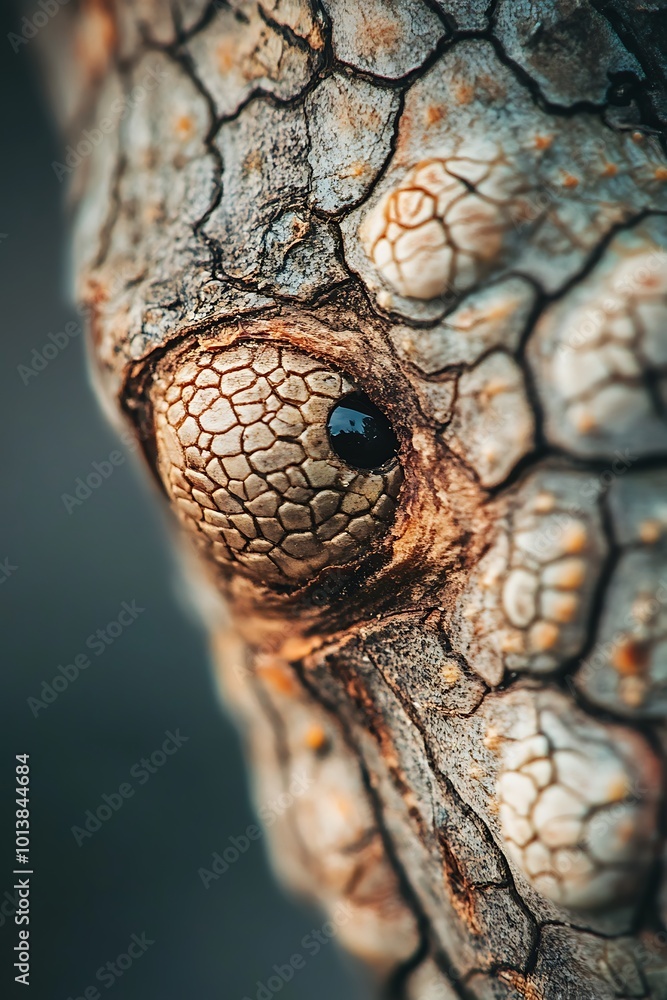 Poster close up of a chameleon's eye showing intricate detail and textures