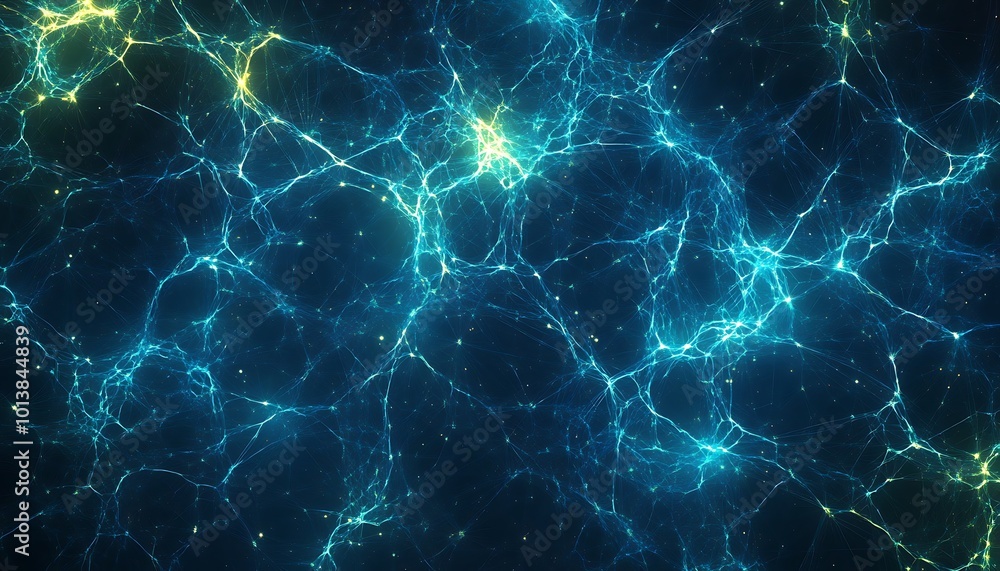 Aufkleber a vibrant, intricate network of glowing lines and nodes, resembling cosmic connections or neural pat