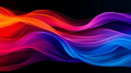 Glowing, multicolored threads flowing through a dark, abstract space, representing energy and creativity Glowing threads, Energy flow