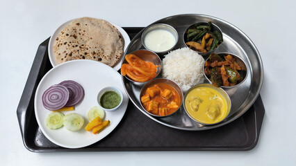 Indian or India food set in the holiday lunch meal is very to cheap price and good healthy in India town in Bangkok. yoghurt