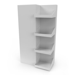 Supermarket Promotional Display Rack, Empty Product Display, Four Tier PDQ Display Stand Isolated...