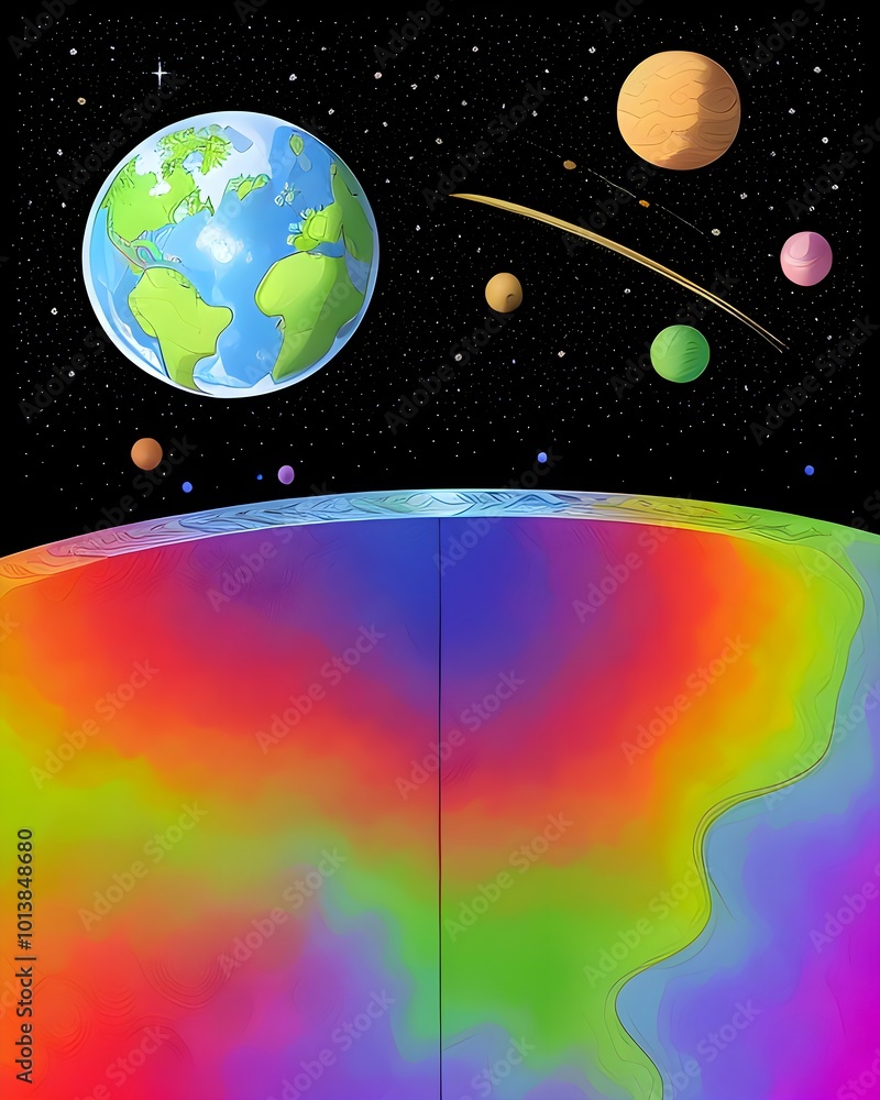Poster planets in space. planets in outer space. vector illustration.