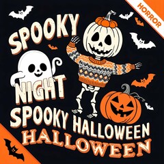 Collection of halloween cartoon style posters , Skeletons and cars,bats and pumpkins