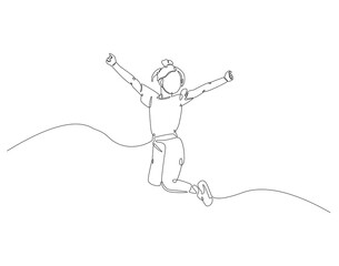 Continuous one line drawing of little girl. One line drawing illustration of girl child. International girl child day concept line art. Editable outline