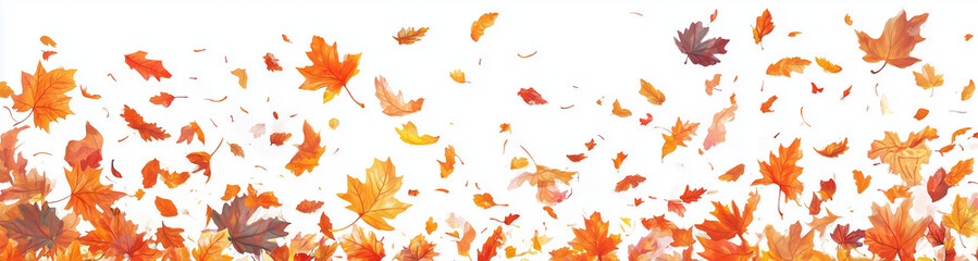 Obraz premium Autumn leaves in fall, bright explosion of leaves, vector illustration on white background, PNG transparent, vector