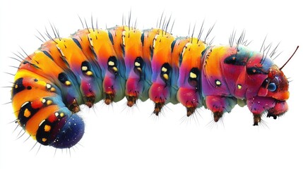 Obraz premium A close-up of a caterpillar with bright colors and detailed body segments