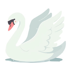 Obraz premium Vector Swan in Spring Animals Theme on White Background