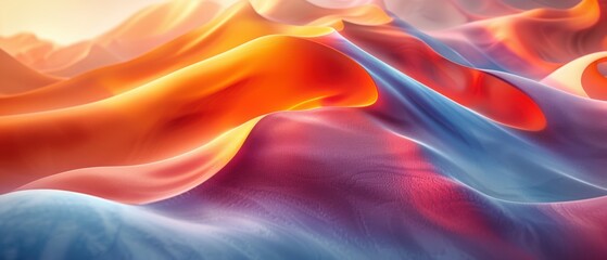 Abstract flowing silk waves in vibrant hues, a mesmerizing backdrop for digital art and design