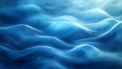 Obraz premium A serene underwater scene showcasing undulating blue waves with a gentle, flowing texture and a soft, ethereal light.