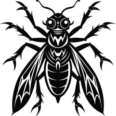 Halloween danger insect silhouette vector 