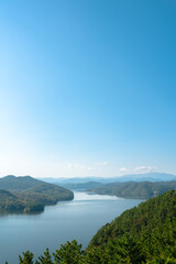 Panoramic view of Jinyangho Lake in Jinju, Korea