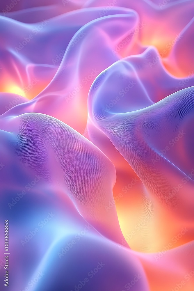 Leinwandbilder a vibrant abstract composition featuring soft, flowing textures in hues of purple and orange, creati