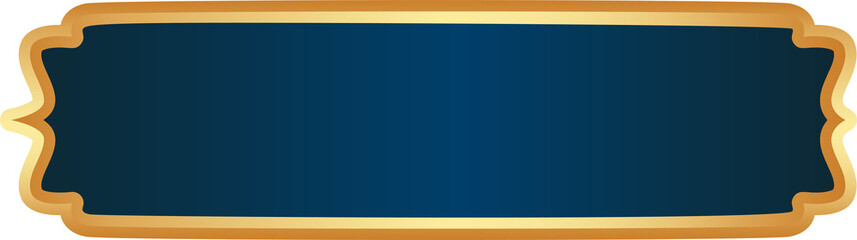 Islamic Ramadan golden frame. Arabic design with Turkish ornament and blue background. Arabesque ribbon sticker for tag banner and sale flyer.