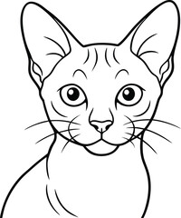 Havana brown kitten line art silhouette vector illustration