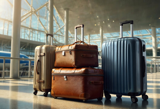Luggage at the airport. Generative AI
