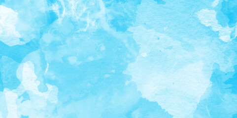 gradient ink colors wet effect hand drawn blue watercolor paper texture, Sky in watercolor painting soft texture with stains, Turquoise color handmade soft sky blue illustration texture.