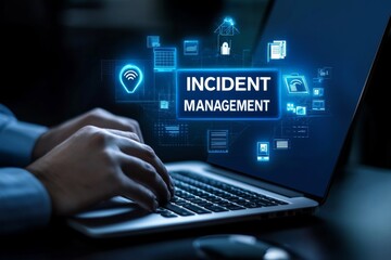 Businessman diagnosing issues with a laptop.