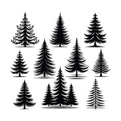 Obraz premium set of Christmas tree silhouette