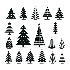 Obraz premium set of Christmas tree silhouette