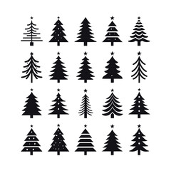 Obraz premium set of Christmas tree silhouette