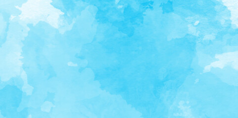 gradient ink colors wet effect hand drawn blue watercolor paper texture, Sky in watercolor painting soft texture with stains, Turquoise color handmade soft sky blue illustration texture.