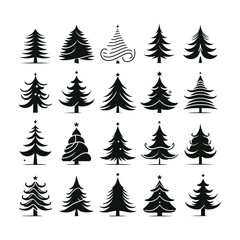 Obraz premium set of Christmas tree silhouette