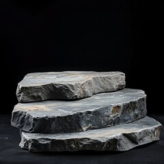 Marble podium for product display on black background. 3d rendering