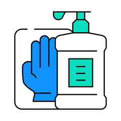 antiseptic and gloves in canteen line icon vector. antiseptic and gloves in canteen sign. isolated symbol illustration