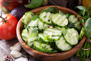 Homemade pickled cucumbers