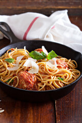 Spaghetti with turkey meatballs