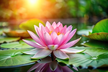 Obraz premium Beautiful pink lotus flower and leaf in nature macro