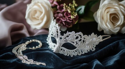 Obraz premium Lace Mask Paired with Elegant Jewelry
