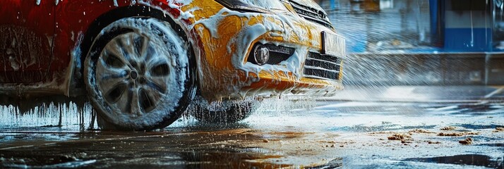 washing car -