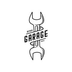 vector wrench and ribbon that says garage