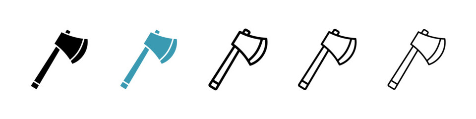 Axe vector icon set in black and blue colors.