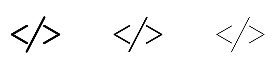Code vector icon set in black and blue colors.
